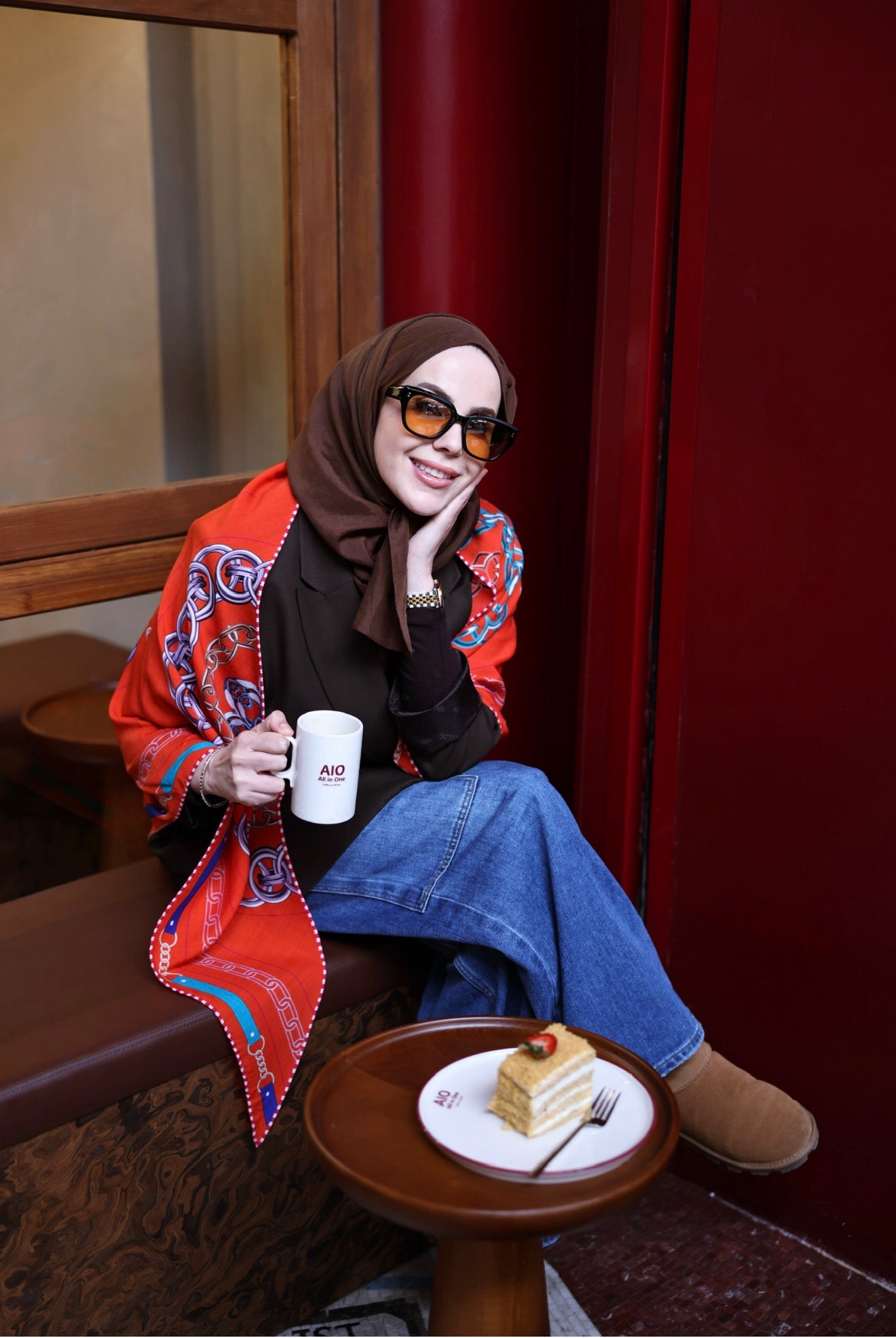 Liberty Orange Omuz Şalı