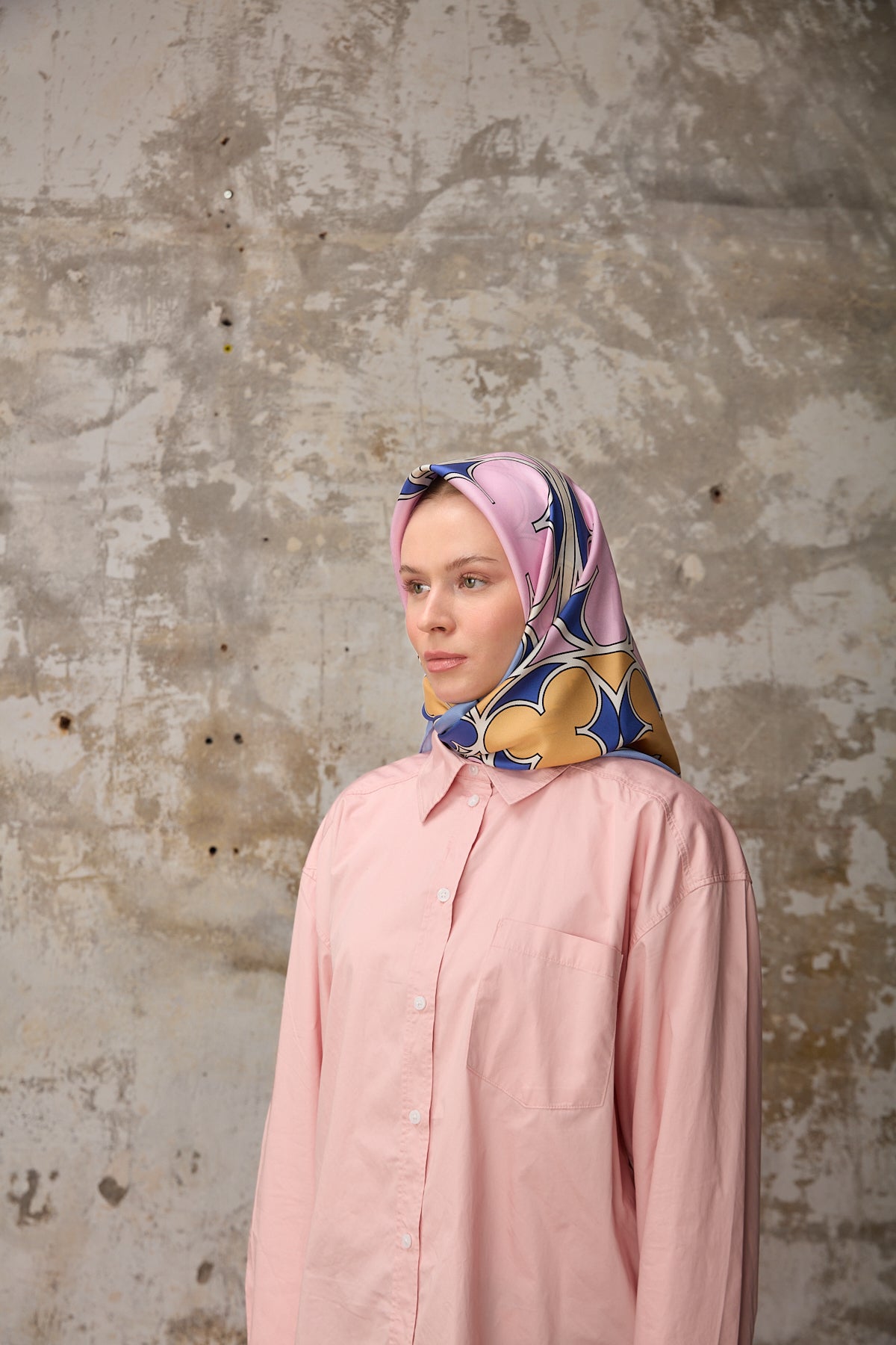 Secra Eşarp Lacıvert /Pembe / Sarı