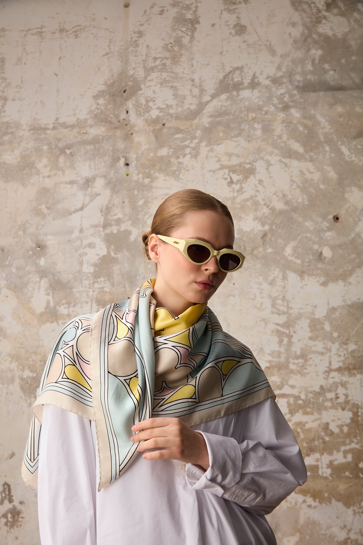 Secra Eşarp Sarı / Mavi