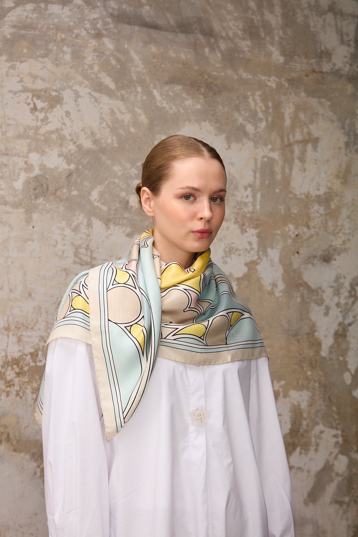 Secra Eşarp Sarı / Mavi