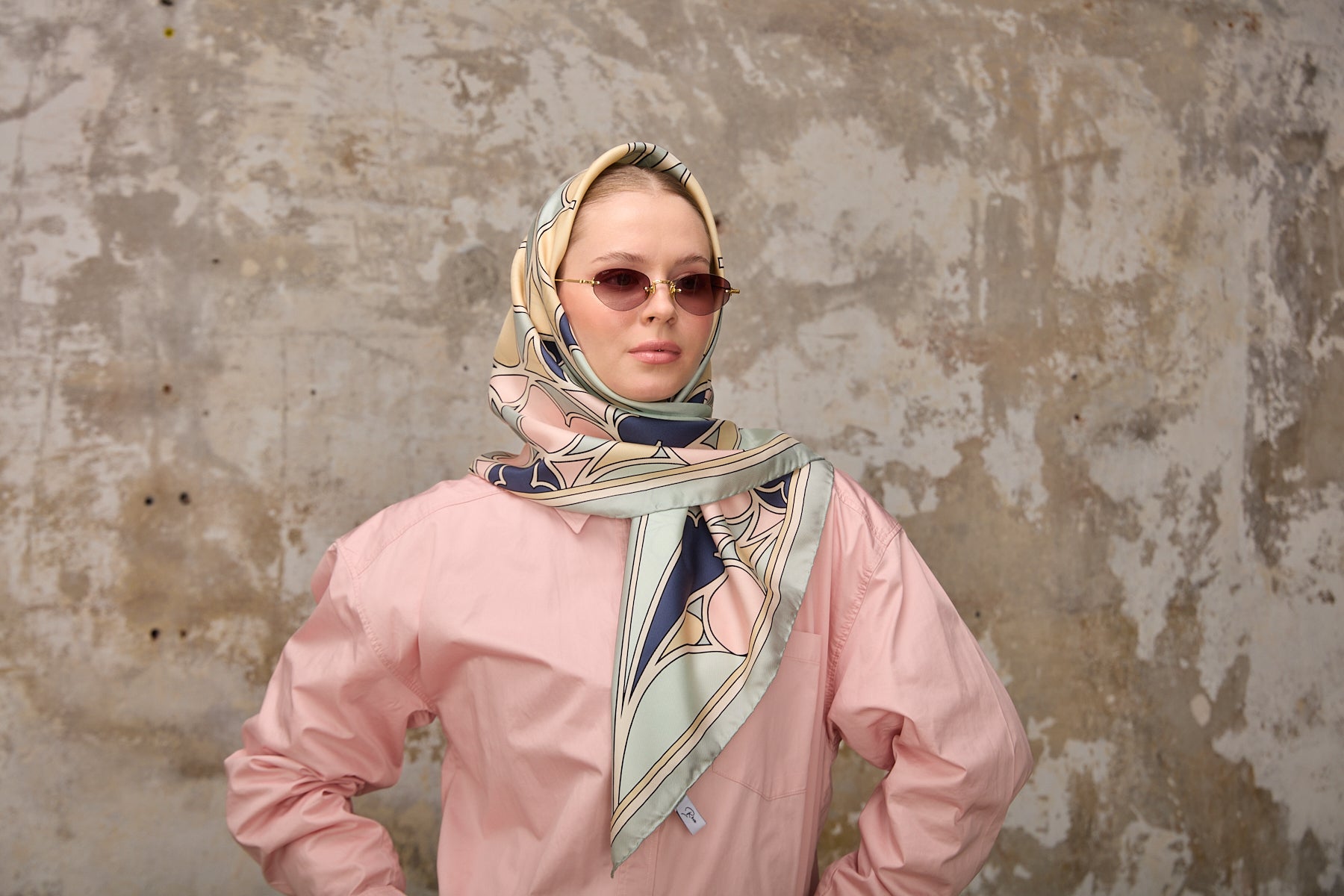 Secra Eşarp Sarı / Mavi