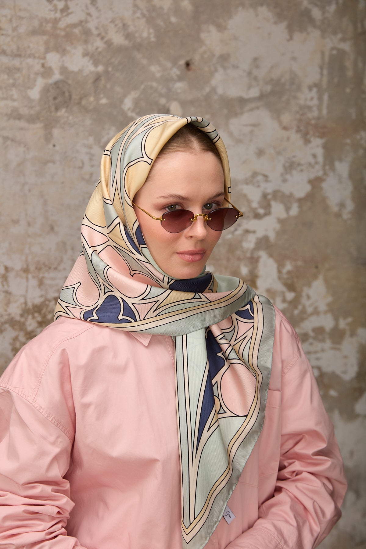 Secra Eşarp Sarı / Mavi