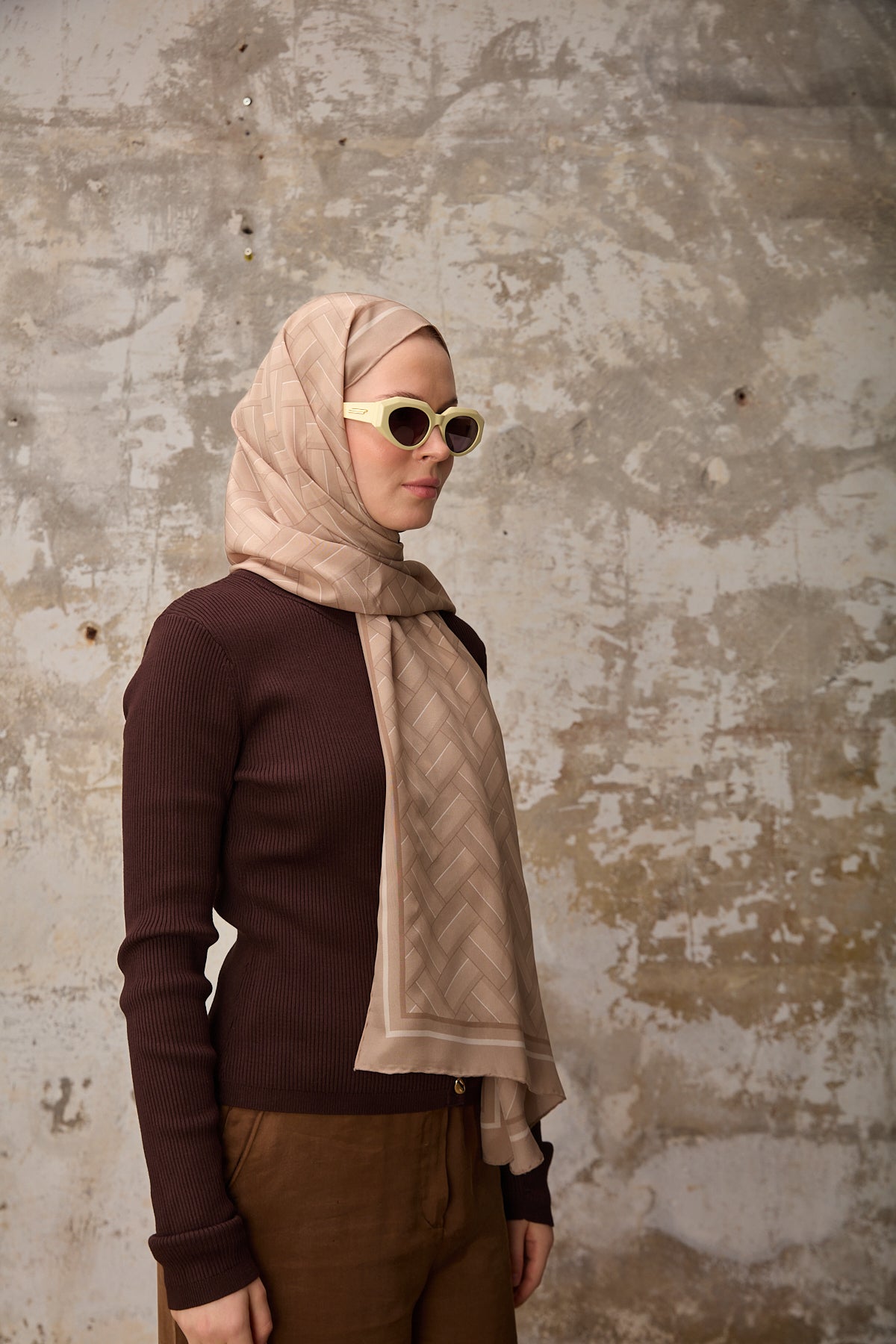 Svila Şal Kahverengi