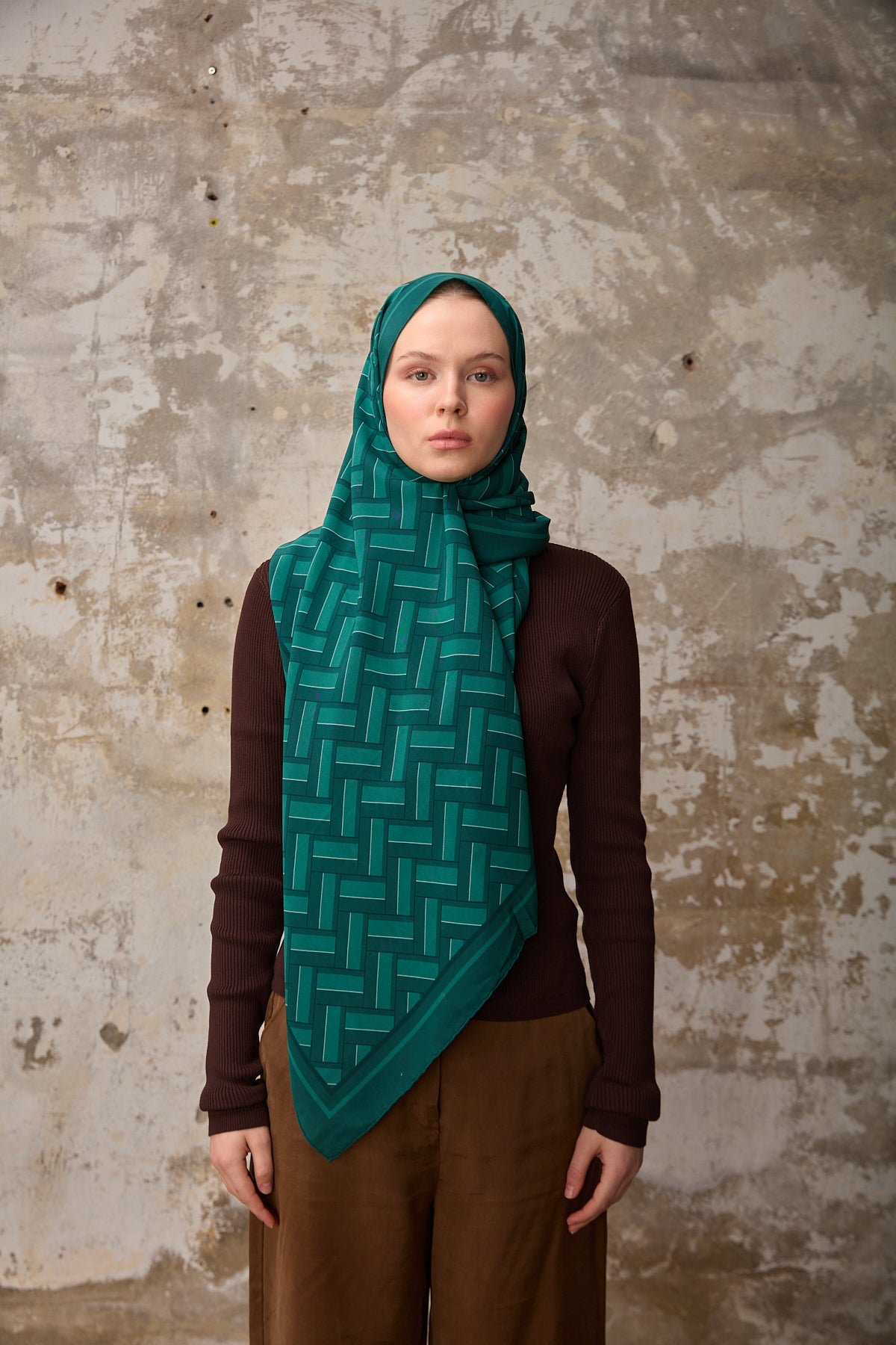 Svila Şal Zümrüt Yeşili