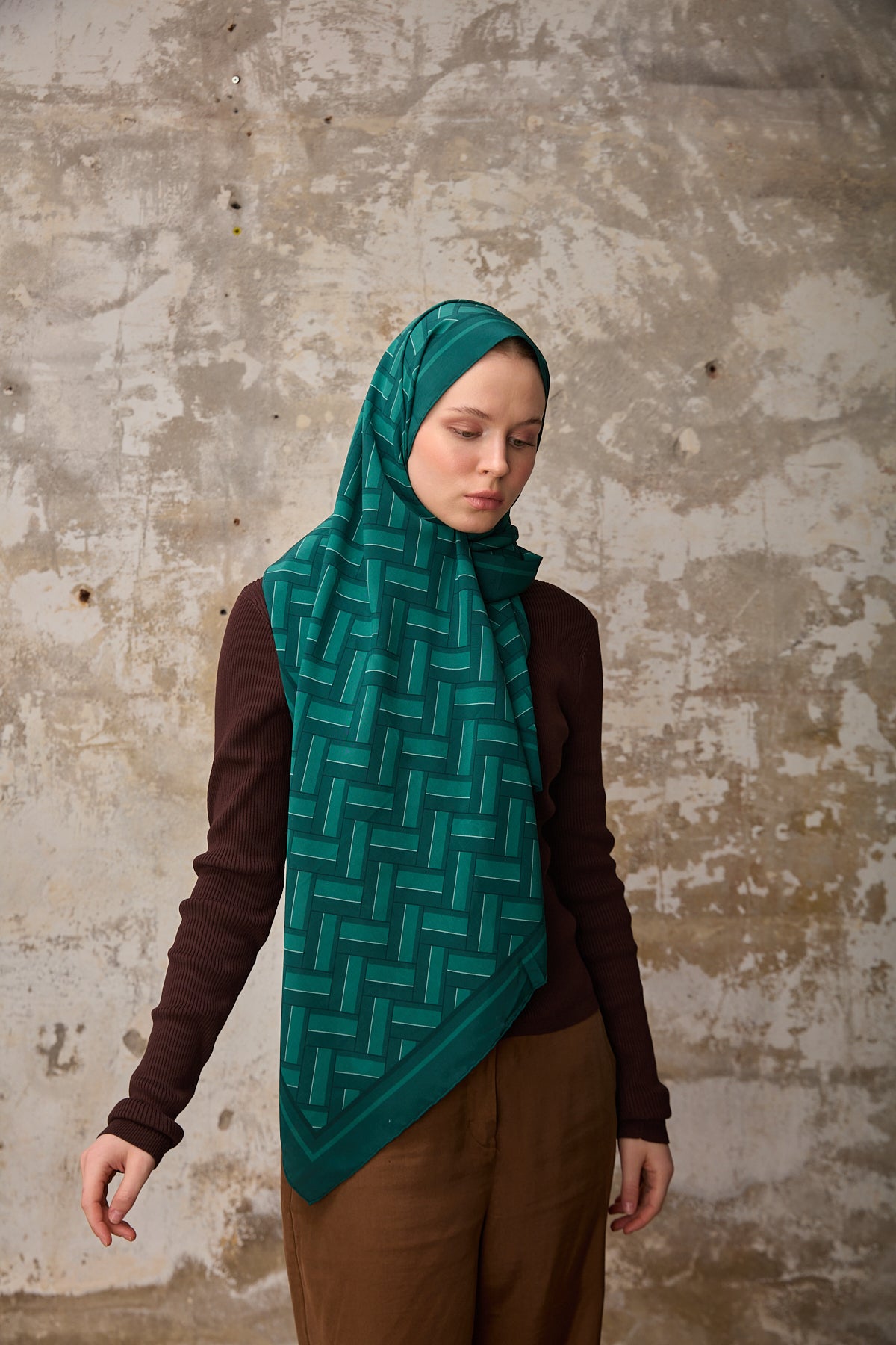 Svila Şal Zümrüt Yeşili