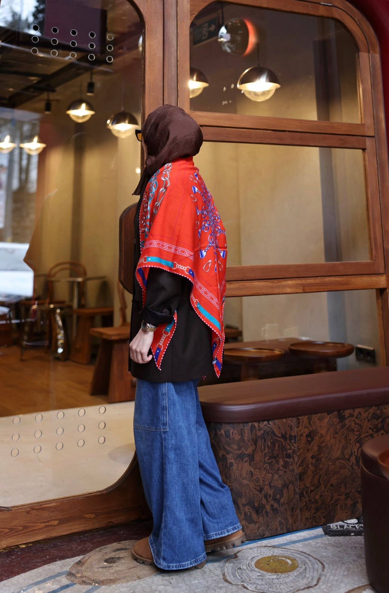 Liberty Orange Omuz Şalı