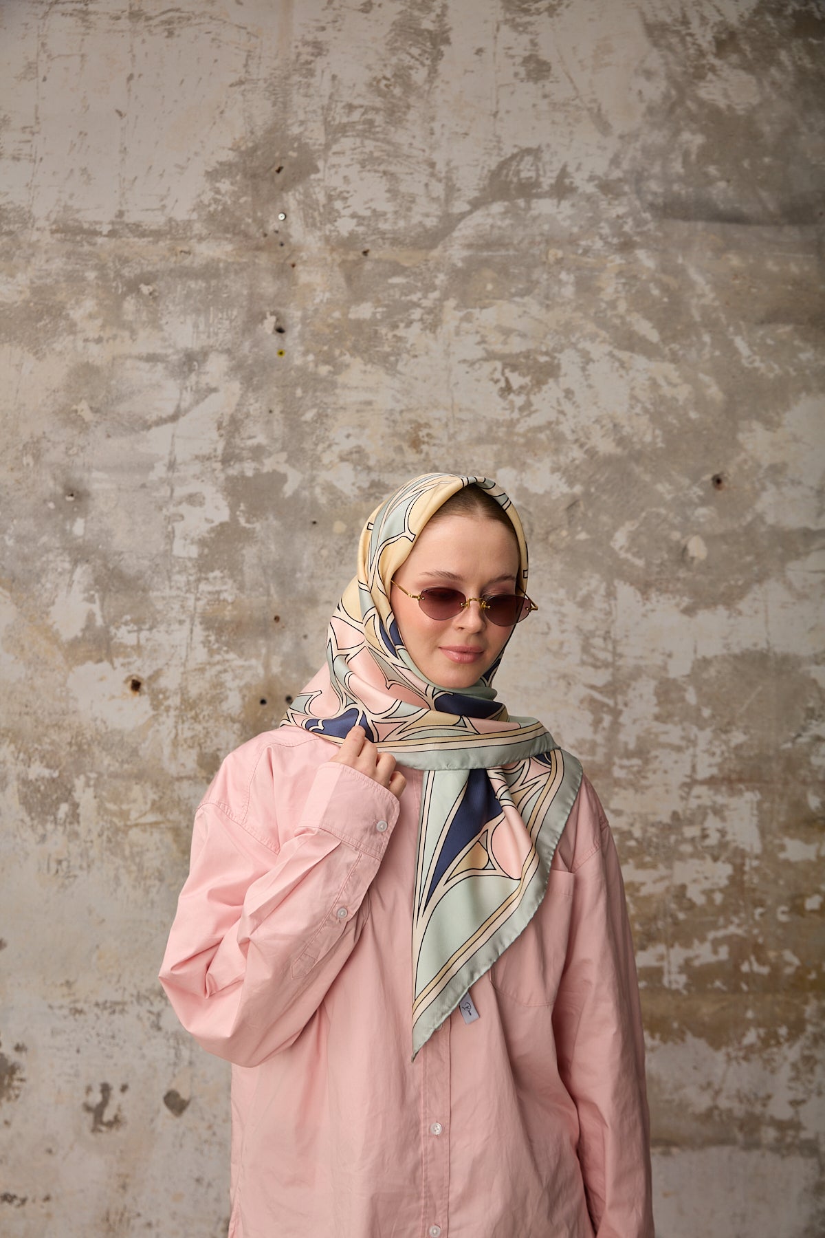 Secra Eşarp Sarı / Mavi