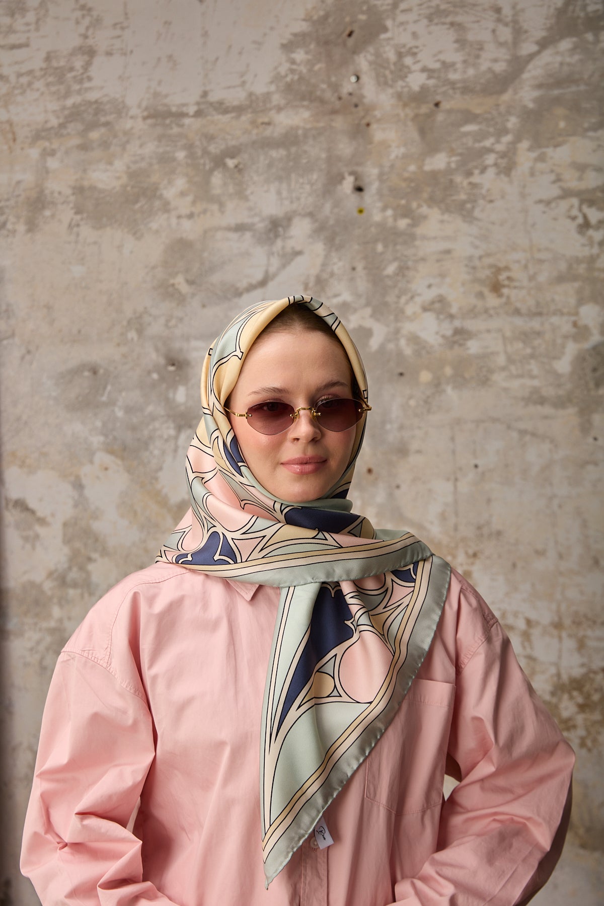 Secra Eşarp Sarı / Mavi