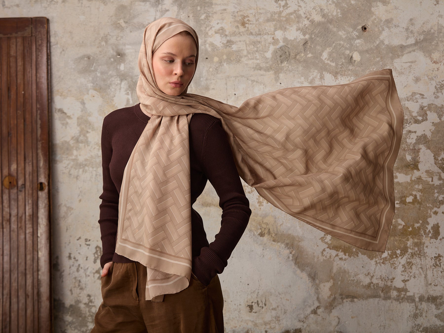 Svila Şal Kahverengi