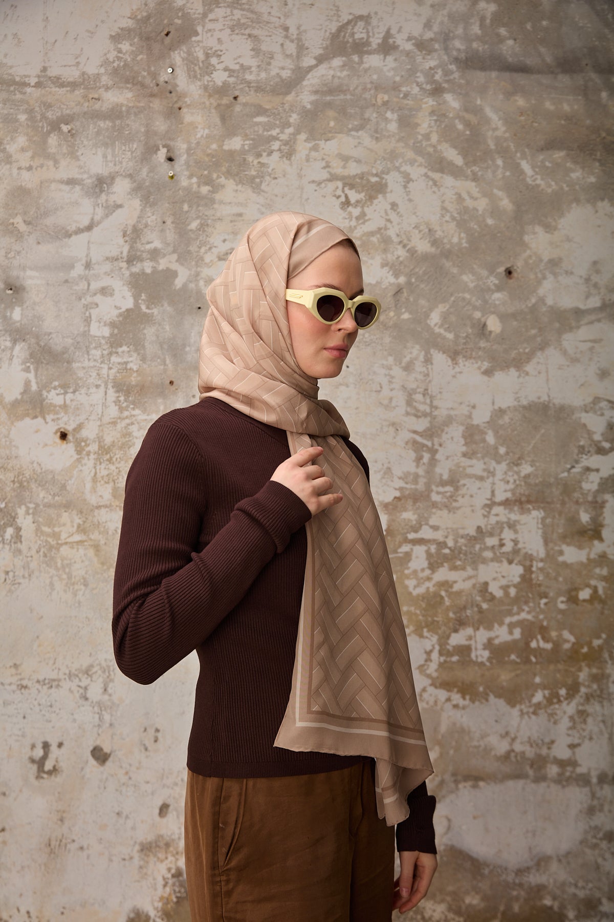 Svila Şal Kahverengi