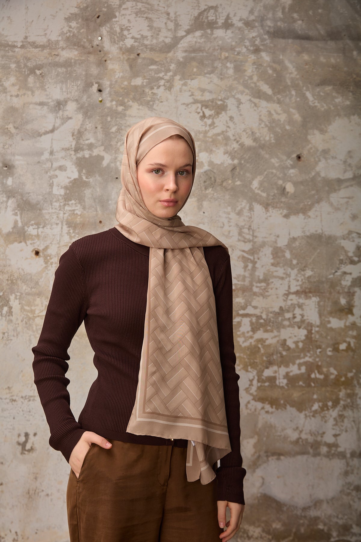 Svila Şal Kahverengi